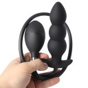 Plug anal gonflabil din silicon 13 cm in forma de 3 bile cu pompa, material flexibil, flexibil, reglare usoara a marimii, ambalaj discret 8