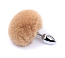 Plug anal metalic cu coada de iepure marimea S 2,8 cm minge blana 9 cm diverse culori suprafata neteda ambalaj discret 8