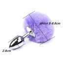 Plug anal metalic cu coada de iepure marimea S 2,8 cm minge blana 9 cm diverse culori suprafata neteda ambalaj discret 3