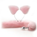 Plug anal metalic cu coada de vulpe colorata si bentita cu urechi suprafata neteda design ergonomic ambalaj discret 5