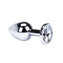 Plug anal metalic cu piatră colorată dimensiune S 2,8 x 7 cm suprafață netedă design ergonomic întreținere ușoară ambalaj discret 1