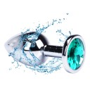 Plug anal metalic cu piatră colorată dimensiune S 2,8 x 7 cm suprafață netedă design ergonomic întreținere ușoară ambalaj discret 2