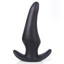 Plug anal noir en silicone doux taille L 6,3 cm forme ergonomique emballage discret 1