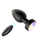 Plug anal vibrador de silicona con retroiluminación LED, control remoto, 10 modos de vibración, cambio de color, resistente al agua, embalaje 2