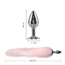 Plug anale in metallo con coda di volpe rosa 2,2 x 6,3 cm superficie liscia aspetto lussuoso stimolazione piacevole facile manutenzione confezione discreta 3