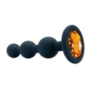 Plug anale in silicone a forma di tre perle con estremità colorata per stimolazione sensuale ed effetto estetico, lunghezza 11 cm, confezione discreta 7