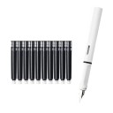 Pluma blanca con cartucho de tinta intercambiable 13,8 cm 0,38 mm pluma caligráfica para escuela oficina escritura diaria 1