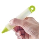 Pluma de repostería para decorar con crema con 4 boquillas de diferentes orificios Pistón con anillo Silicona y plástico Dimensiones 14,5 x 2,4 7