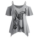 Plus size dametop med sommerfuglemotiv 2