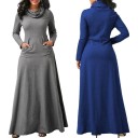Plus size lang kjole med rullekrave 1