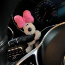 Plüschhund mit Schleife Dekoration fürs Auto für den Scheibenwischer- oder Blinkerhebel, Innenraumschmuck Plüschfigur 2