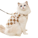 Plüschige karierte Button-Down-Jacke mit Schnalle für Katzen 2 - 3 kg Warmer Wintermantel Bequemer Schnitt Süße Kleidung für Katzen Warmes 5