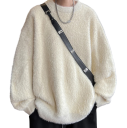 Plüschiger Herrenpullover mit Rundhalsausschnitt Einfarbiger lockerer warmer Strickpullover Stilvoller Herbst-Winter-Pullover Acryl Polyester Nylon Viskose Verschiedene Farben 6