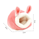 Plush Bed for Hamsters 12 x 10 x 9 cm Pink Soft House with Bunny Motif Warm Comfortable Nest for Small Rodents 2