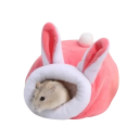 Plush Bed for Hamsters 12 x 10 x 9 cm Pink Soft House with Bunny Motif Warm Comfortable Nest for Small Rodents 3