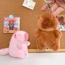 Plüss kapibara kulcstartó mozgatható farokkal Aranyos puha kulcstartó vagy hátizsák dísz állatbarátoknak 6