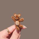 Plüss medvídkiem díszített hajcsat Fém hajcsat flocking hatással Aranyos dísz nőknek és lányoknak 5