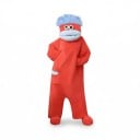 Plysje overal voor Volwassenen met Kap Hoofd van een Monster met Ogen, Lippen en Haar Flanel Kostuum voor Carnaval en Halloween 3