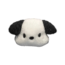 Plyšový polštář na opěrku hlavy do auta štěně design cca 20 × 24 cm měkký pohodlný černo bílý doplněk interiéru 1