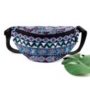 Pochete feminina de nylon com padrão geométrico colorido Compartimento principal com fecho de correr Correia ajustável com fecho de plástico 17 x 10 x 2