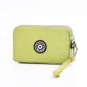 Pochette cosmétique pour femmes avec plusieurs compartiments zippés Lanière pour le poignet avec mousqueton Écusson rond Nylon et polyester 16 x 12 12