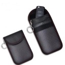 Pochette de blocage de signal pour clé de voiture, noire, en cuir PU pour protection contre le skimming 3