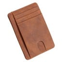 Pochette de voyage mince pour documents en simili cuir avec poches pour cartes Fenêtre transparente pour pièce d'identité Découpe pour faire 16