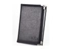 Pochette de voyage pour documents et cartes en cuir PU noir avec coins argentés Pochettes transparentes et insert en plastique amovible Dimensions 1