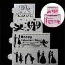 Pochoirs en plastique pour gâteaux ensemble de 4 pièces Motifs de mariage et de Saint-Valentin avec des silhouettes de couples amoureux Pour décorer 3