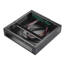 Počítačová skříň Mini-ITX HTPC 196,5 x 198 x 45 mm s napájením 12 V DC a pozicí pro disk 2,5" v černém provedení pro mini PC do obýváku 4