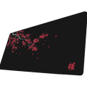 Podložka pod myš a klávesnici 400 x 700 x 2 mm velká podložka na stůl černá s větví a červenými květy pro počítač notebook i kancelář 1