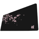 Podložka pod myš a klávesnici 400 x 900 x 4 mm velká podložka na stůl černá s větví a růžovými květy pro počítač notebook i kancelář 1