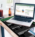 Podložka pod myš a klávesnici 600x300x2mm s kancelářskými zkratkami Excel černá zelená pro práci, studium a domácí stůl 2