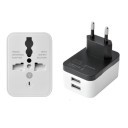 Podróżna przejściówka EU z 2x USB Uniwersalny adapter do wtyczek typu A B G i I do europejskiego gniazdka Napięcie 110 do 250 V Prąd 10 A 2