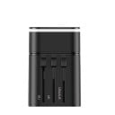 Podróżny adapter sieciowy z wysuwanymi wtyczkami do UE, Wielkiej Brytanii i USA Ładowanie przez USB i USB-C Quick Charge 3.0 Moc 18 W 2