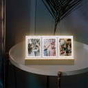 Podświetlany ramka LED na trzy zdjęcia 17 x 3 x 9,3 cm akryl drewno na baterie dekoracyjna ramka stojąca do mieszkania 6