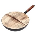 Poêle en fer avec couvercle en bois 2