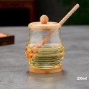 Pohár na med 300 ml s víčkom a naberačkou na med priehľadná dóza na med so stojanom pre domáce použitie v kuchyni 3