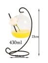 Pohár na nápoje zavesená na kovovom stojane 430 ml dekoratívna sklenica so skleneným brčkom výška 23 cm z číreho skla 3