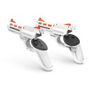 Poignées de pistolet pour contrôleurs VR Meta Quest 3/3S/2 en forme de revolver pour main gauche et main droite blanches avec éléments orange pour jeux FPS en VR 2
