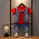 Poikien T-paita, jossa liivi ja shortsit L1141 15