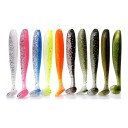 Poissons en caoutchouc paddle tail 10 pcs 12 cm Mix 10 couleurs avec paillettes Plastique souple Pour la pêche au sandre et au brochet en eau douce 1