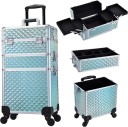 Pojazdny kuferek do makijażu 3 w 1 na kółkach 34 x 24 x 41 cm Odłączany zamykany kuferek kosmetyczny PVC Profesjonalny organizer 2