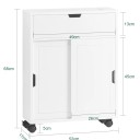 Pojízdná koupelnová skříňka 52 x 68 x 17 cm S posuvnými dvířky a čtyřmi kolečky 7