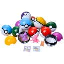 PokeBall s 2 figúrkami Pokémonov a nálepkami Mini figúrky Pokémon v Pokébale Darček pre fanúšikov Pokémonov Malá a väčšia figúrka so samolepkami v Pokeballe, 24 ks 2