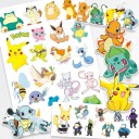 Pokemon tijdelijke tatoeages, waterdichte tijdelijke tatoeages voor kinderen, gemakkelijk te verwijderen lichaamsstickers, Pokemon kindertatoeage stickervellen, 3 stuks 2