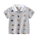 Polera de niño con cuello y diseño de coches, manga corta, camiseta de algodón con botones hasta la mitad 4