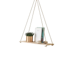 Polică suspendată de perete 35 x 14 x 2 cm Polică din lemn cu sfoară din bumbac Polică decorativă pentru living dormitor 1