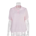 Polo femme à manches courtes Unicolore Col en V avec col et boutons Coton et polyester 1