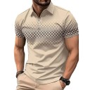 Polo Masculina com Fecho em V com Gola Manga Curta Lisa com Padrão Fino Poliéster Estilo Elegante 6